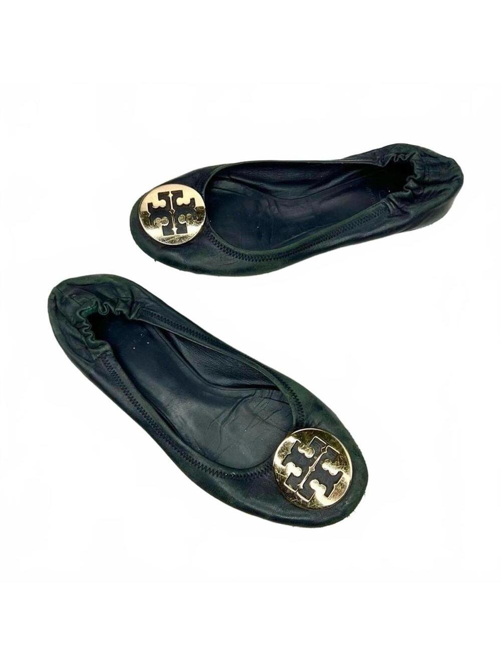 Tory Burch Reva Ballet Flats with Gold Logo Medallion Size 7